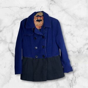 Peacoat Size Large Purple Black Steve Madden Coat Double Breasted Pockets